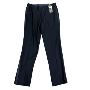 Alfani Mens Slim Fit Stretch Striped Tuxedo Dress Pants Navy Blue 30x30